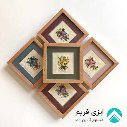 پاسپارتو و قاب شماره دوزی چوب راش